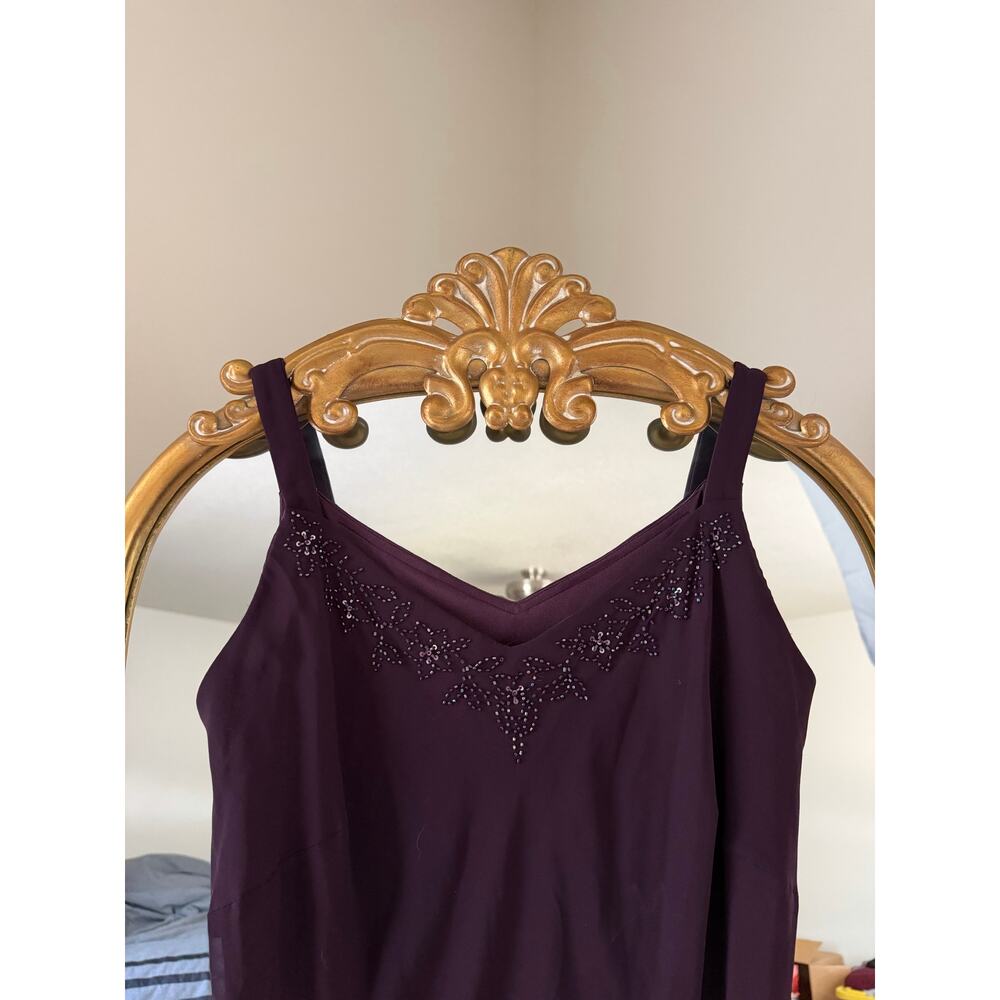 Vintage Y2K 90s David's Bridal Purple Beaded Whimsigoth Dress - Picture 4 of 15